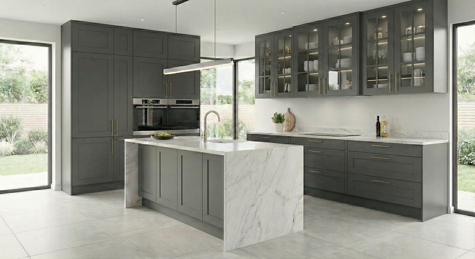 Glass Front Mullion Cabinet