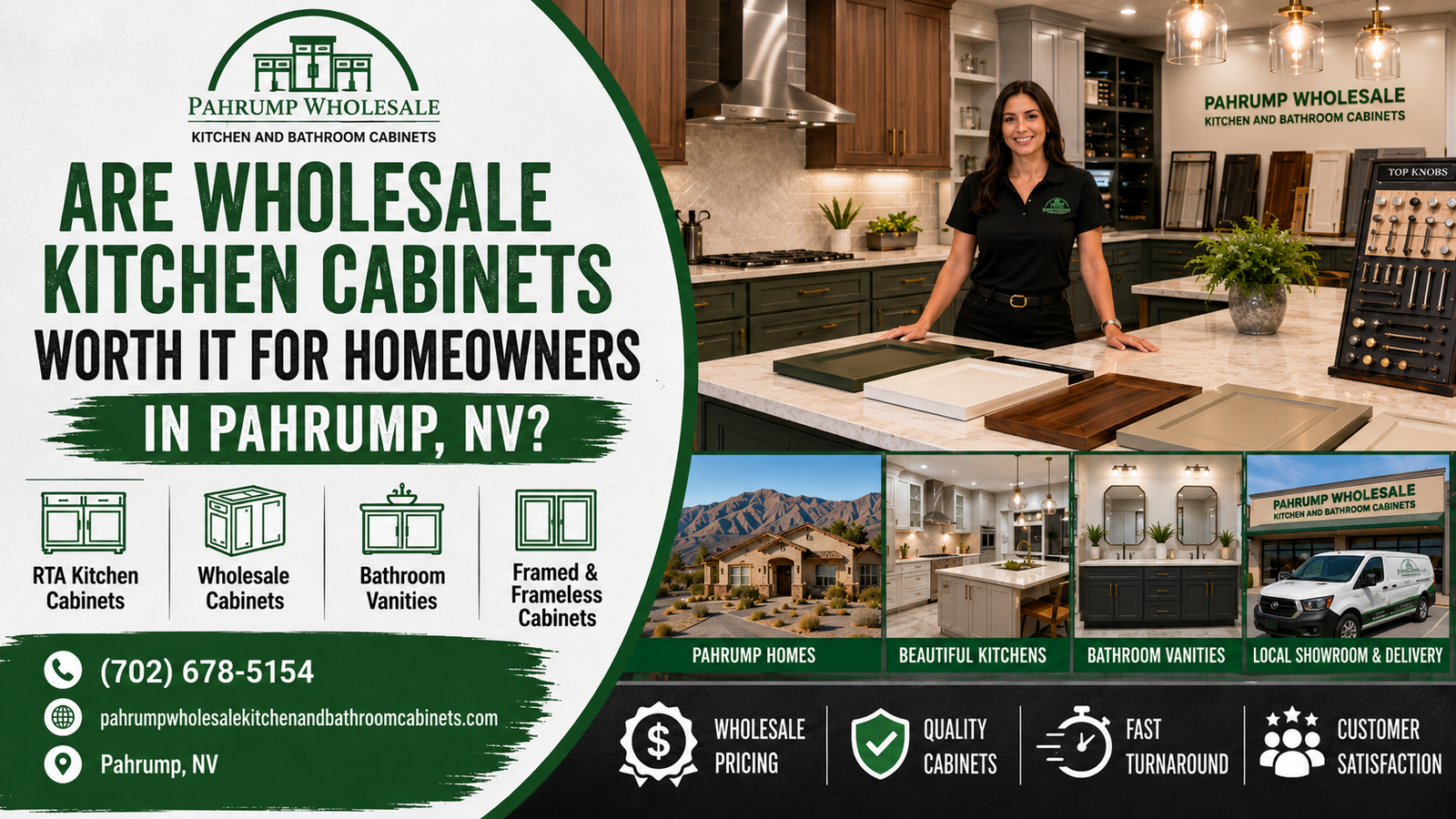Wholesale kitchen cabinets for Pahrump homeowners from Pahrump Wholesale Kitchen and Bathroom Cabinets