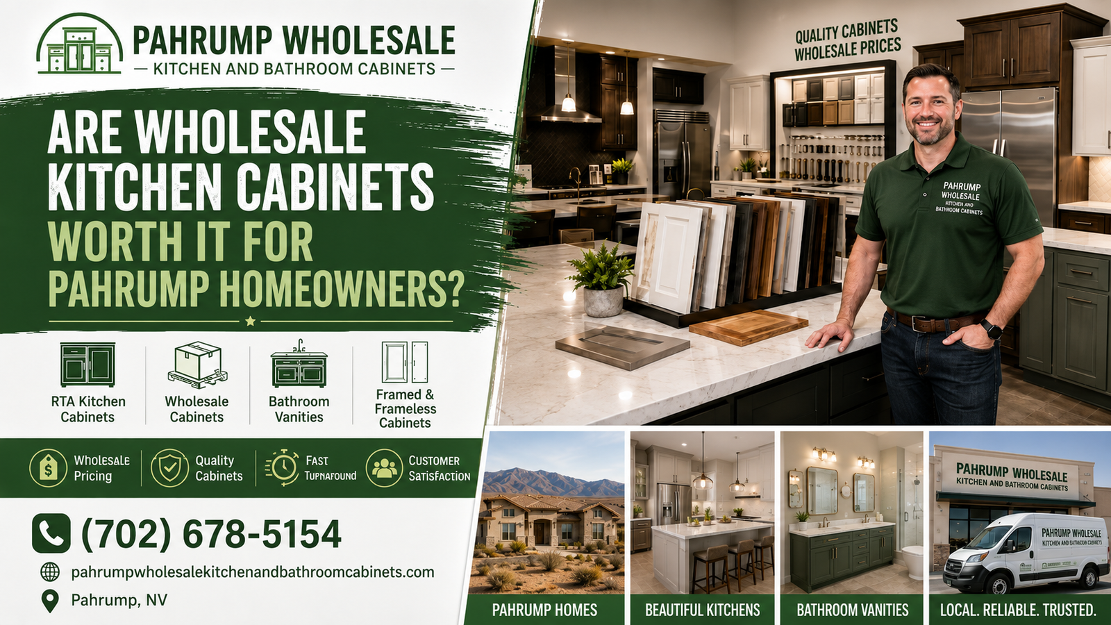 Wholesale kitchen cabinets in Pahrump NV for homeowners comparing cabinet options