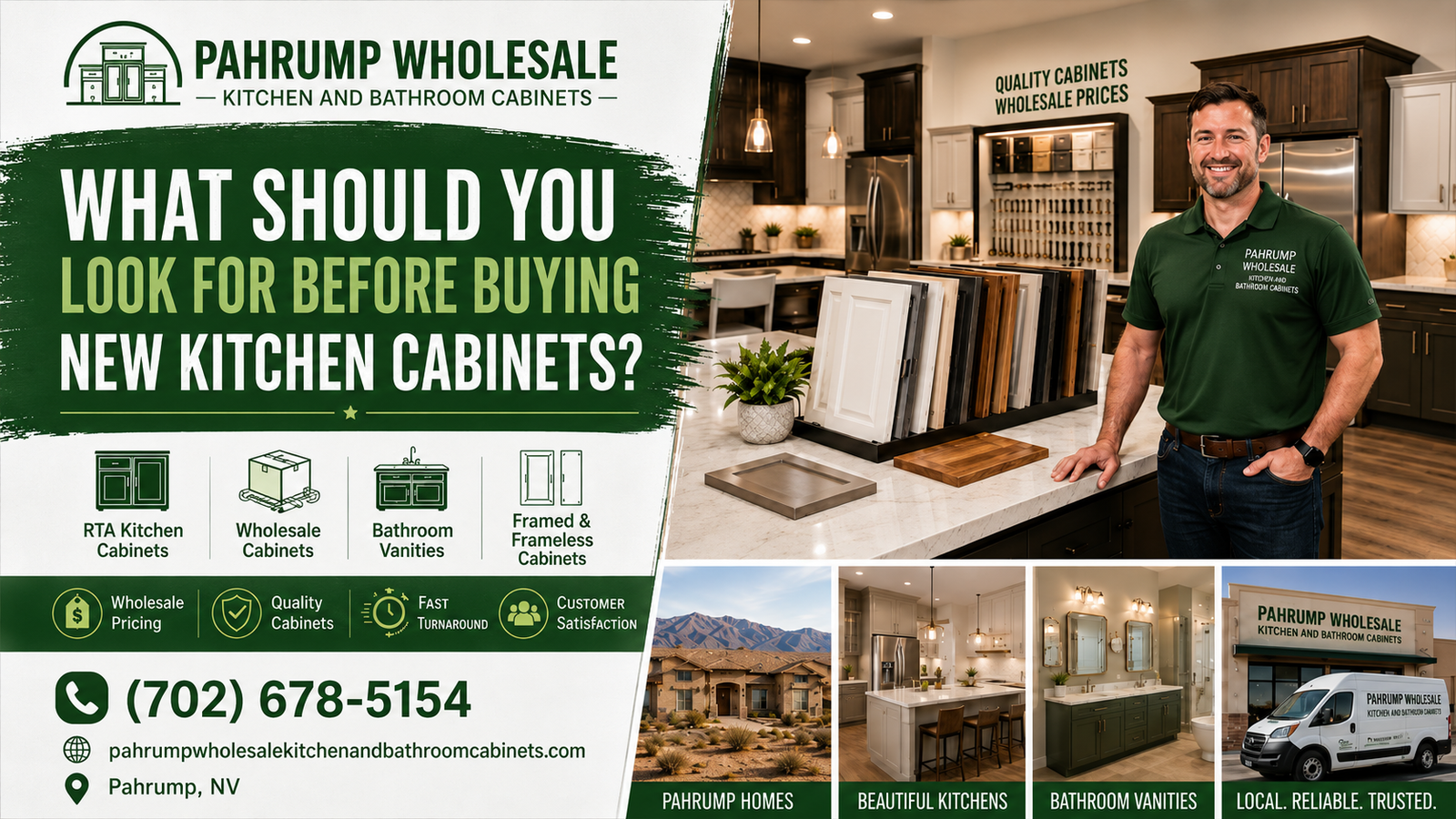 What to look for before buying new kitchen cabinets in Pahrump NV from Pahrump Wholesale Kitchen and Bathroom Cabinets